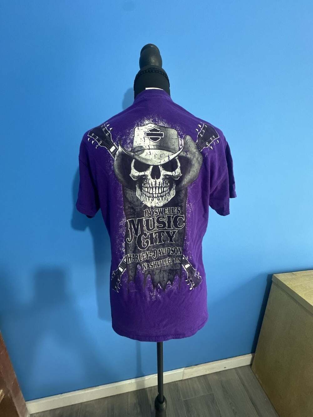 Harley-Davidson Boswell's Music City Nashville TN Purple Guitar Skull T-Shirt